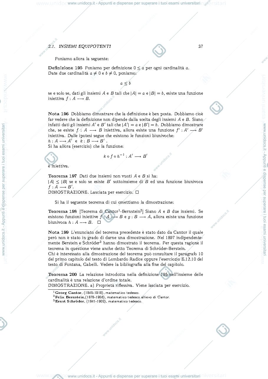 Anteprima pagina 3 — insiemi dimostrazione equipotenza, cardinalità, r e piano equipotenti, prof:Pata