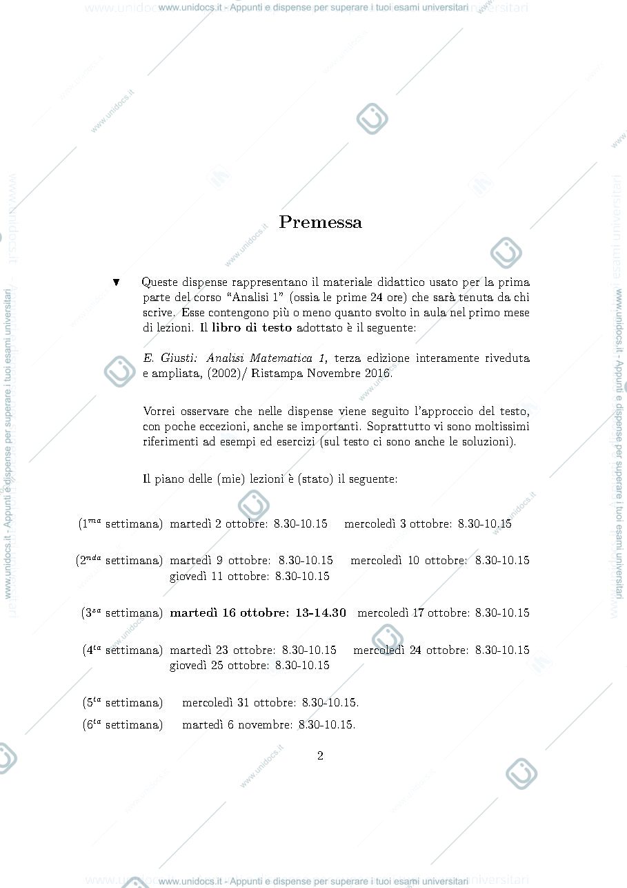 Anteprima pagina 2 — Dispense di di Analisi Matematica 1 - primo semestre