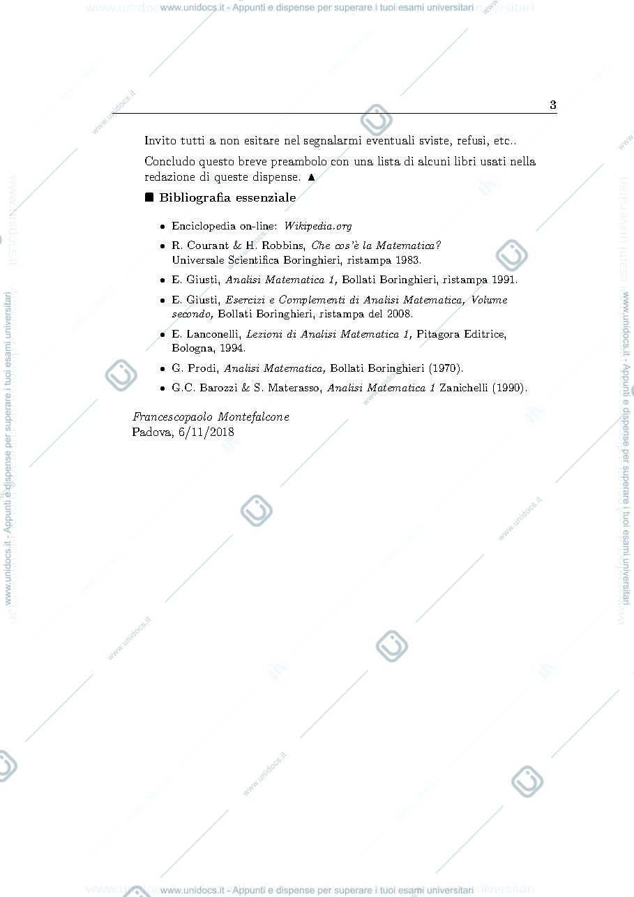 Anteprima pagina 3 — Dispense di di Analisi Matematica 1 - primo semestre