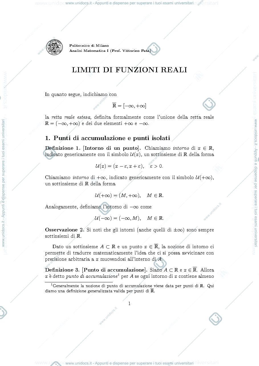 Anteprima pagina 1 — Limiti prof:Pata