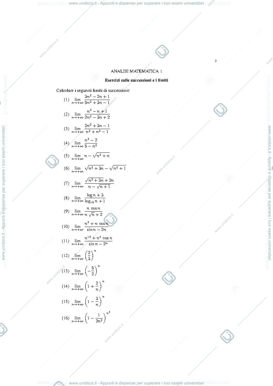 Anteprima pagina 3 — esercizi per corso Analisi 1 prof.Pata