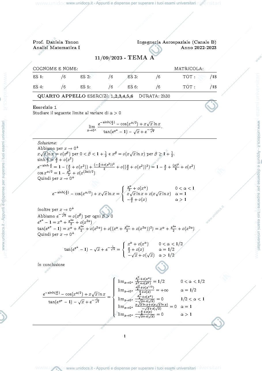 Anteprima pagina 1 — Analisi 1