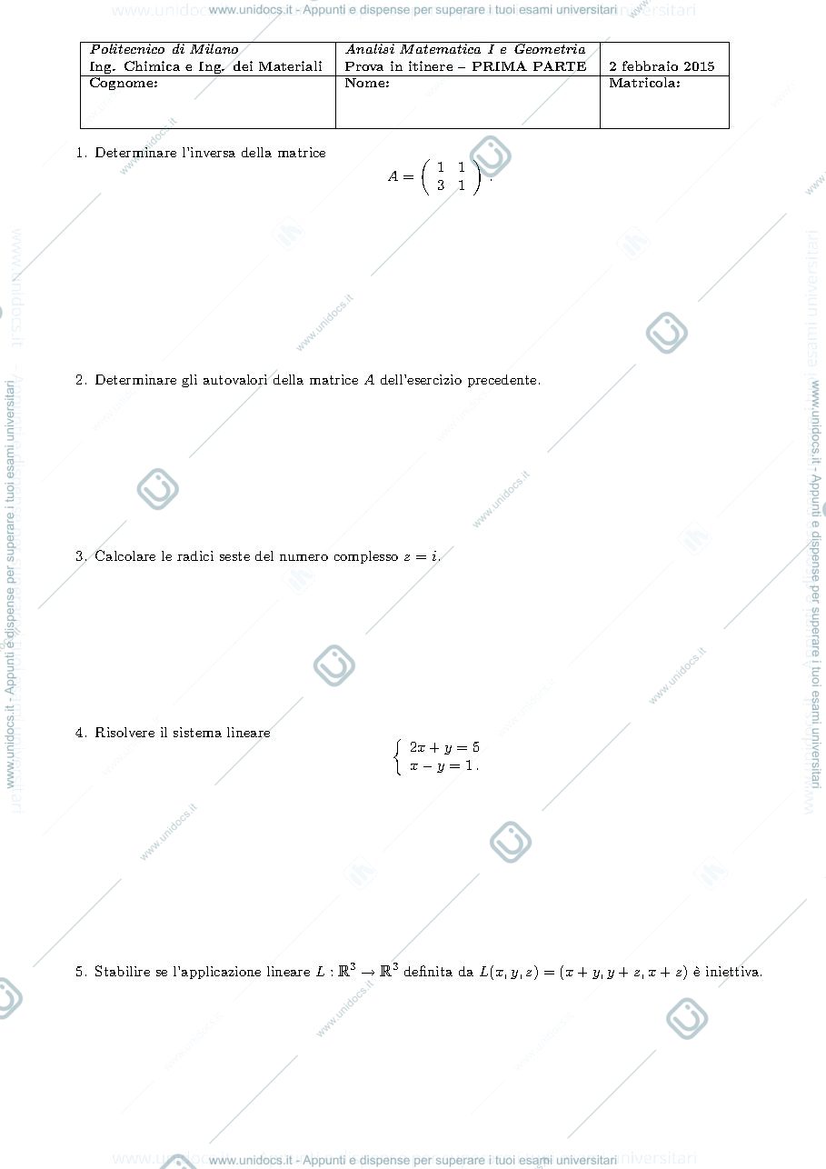 Anteprima pagina 2 — esercizi per corso Analisi 1 prof.Pata