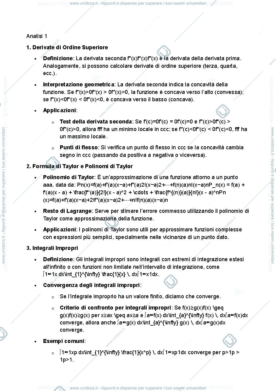 Anteprima pagina 1 — Analisi 1  seconda lezione