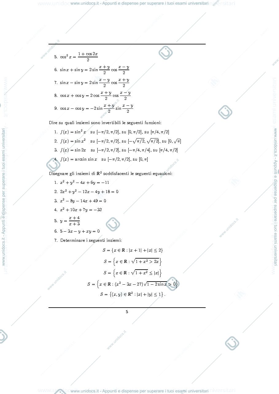 Anteprima pagina 5 — esercizi per corso Analisi 1 prof.Pata