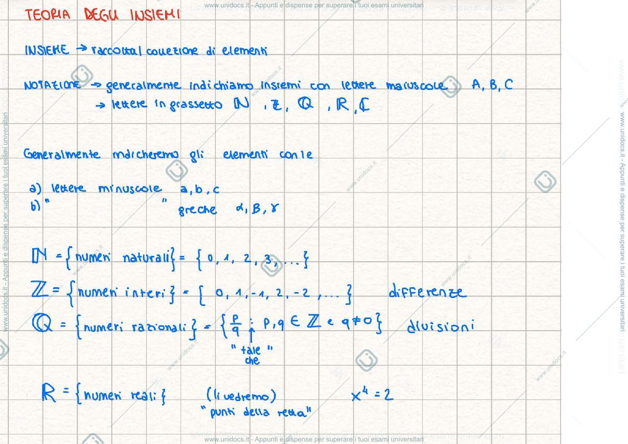 Anteprima pagina 1 — Teoria degli insiemi 