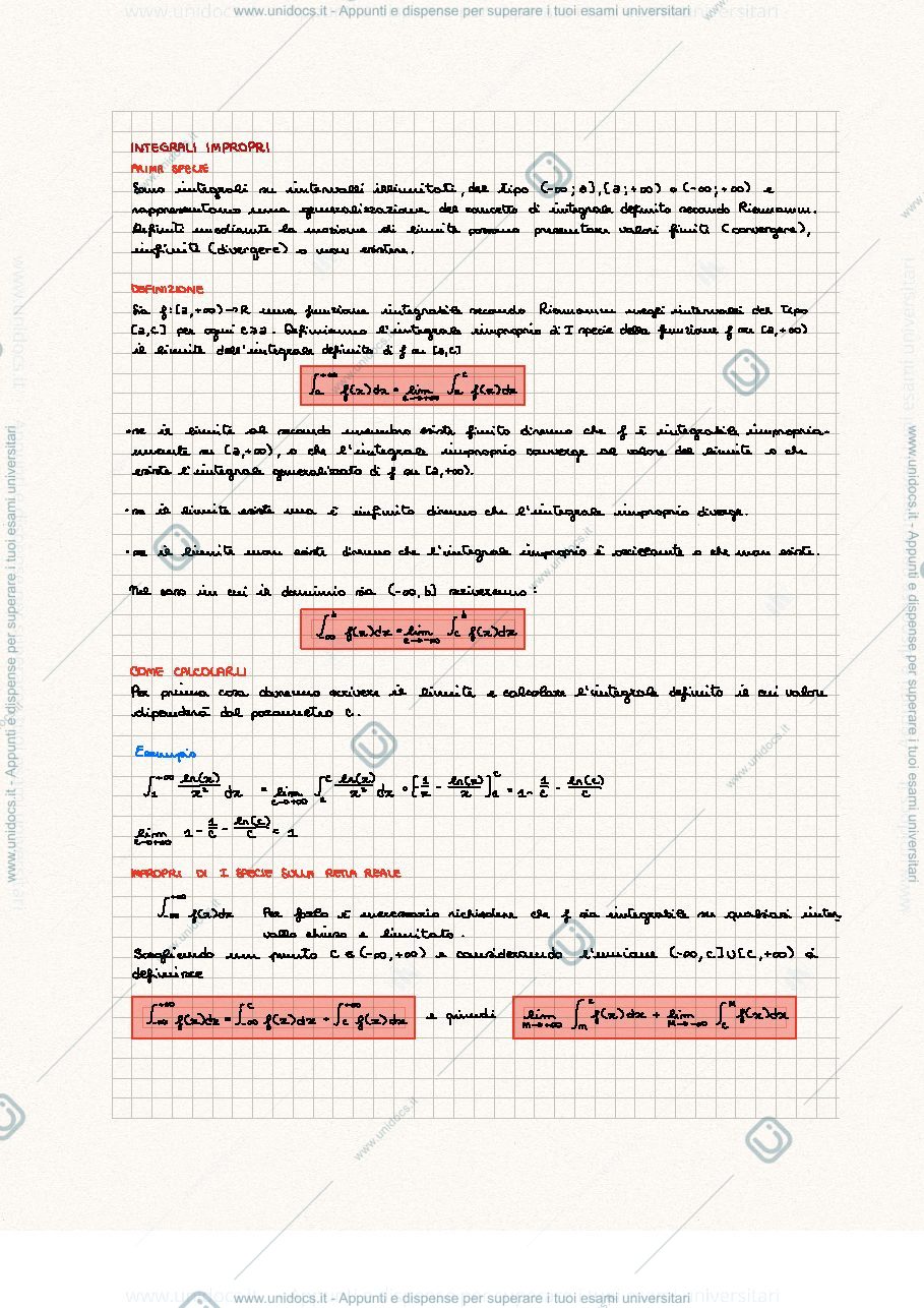 Anteprima pagina 1 — Integrali Impropri
