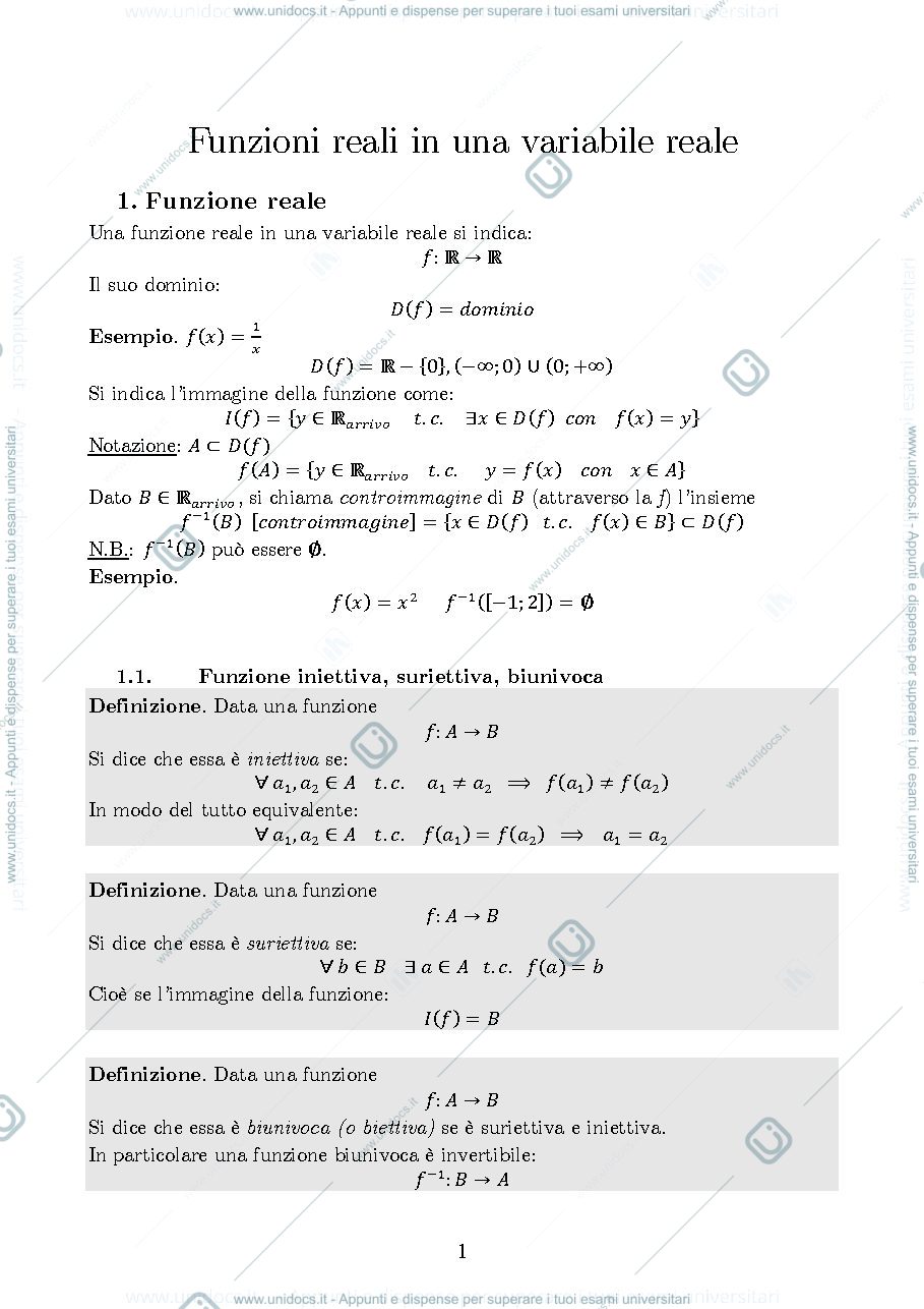 Anteprima pagina 1 — funzioni_in_una_variabile per corso prof.Pata
