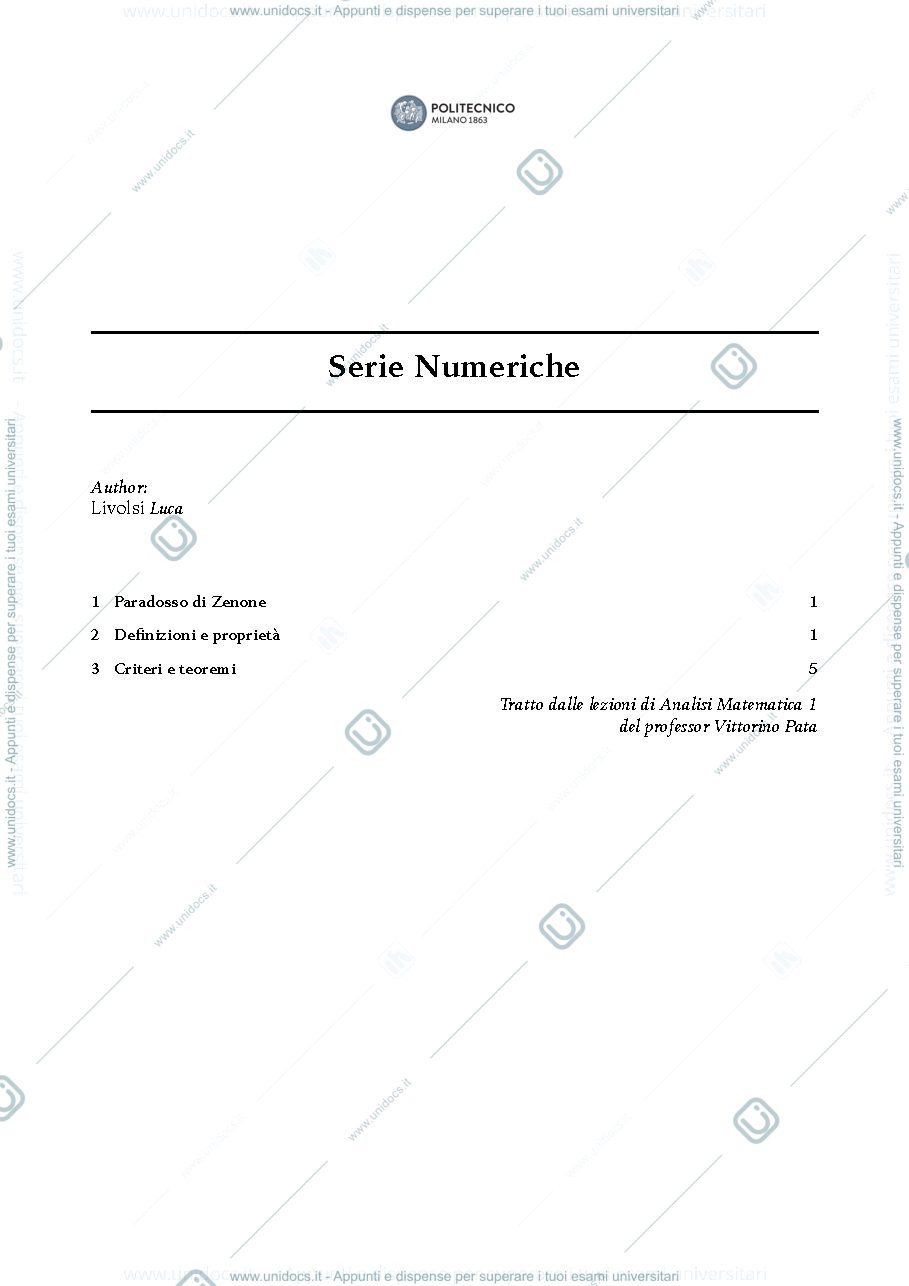 Anteprima pagina 1 — serie per corso prof.Pata