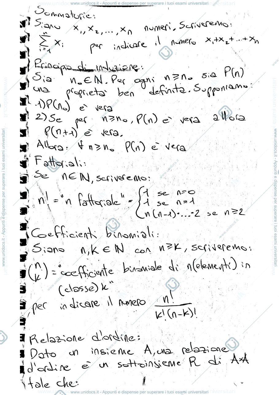 Anteprima pagina 1 — Analisi matematica 1- definizioni e teoremi