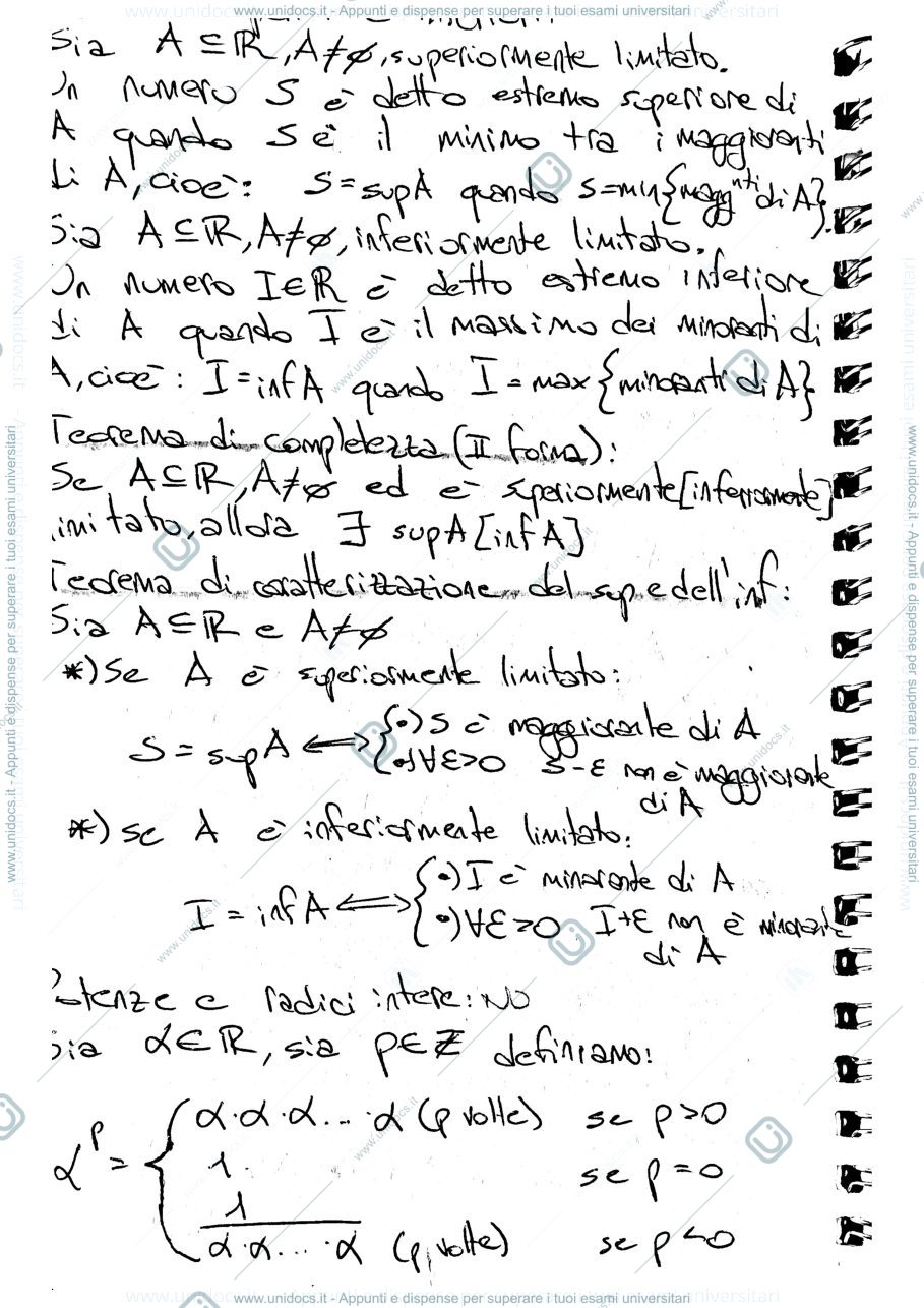 Anteprima pagina 4 — Analisi matematica 1- definizioni e teoremi