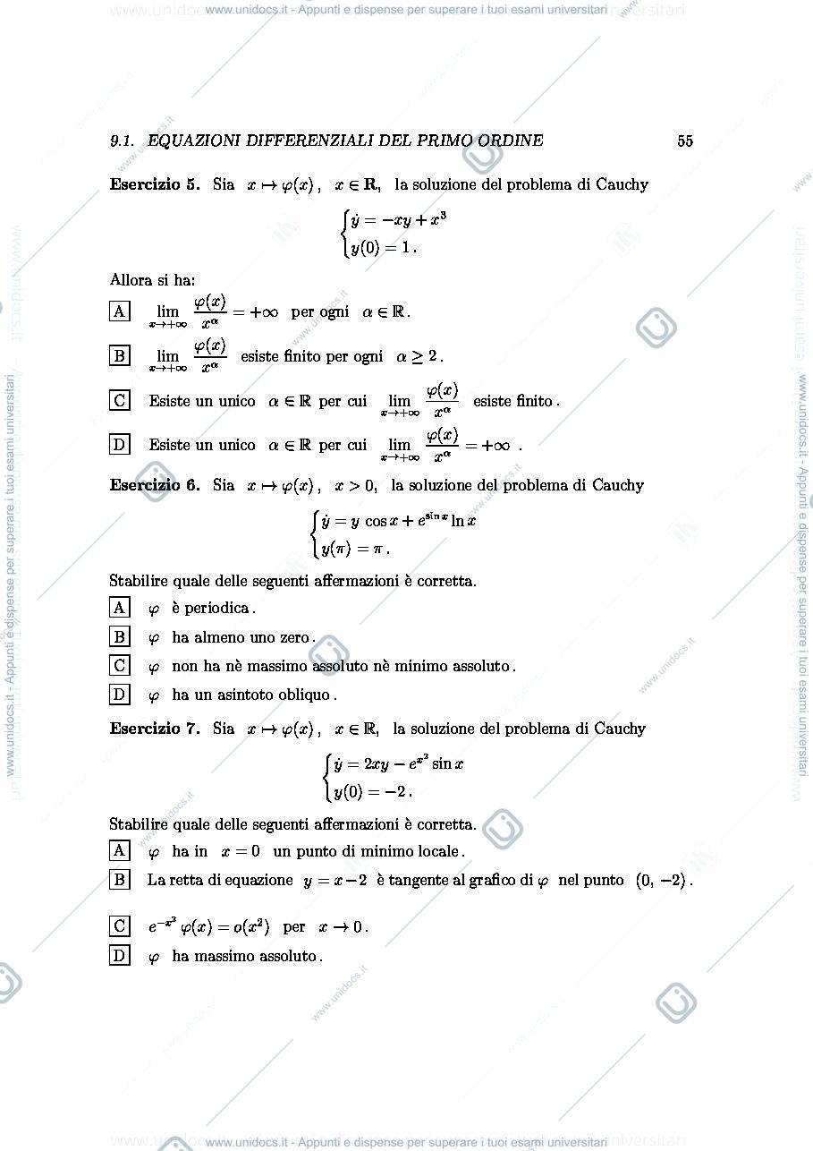 Anteprima pagina 2 — Esercizi equazioni differenziali del primo ordine 