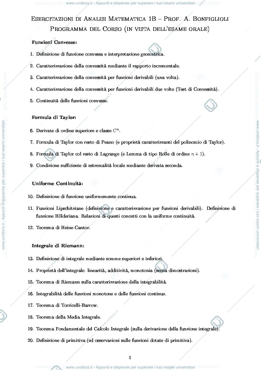 Anteprima pagina 1 — Programma Analisi 1 B