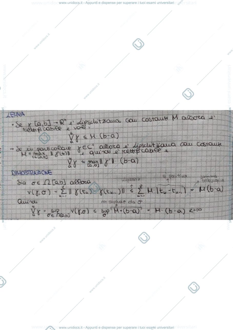 Anteprima pagina 1 — Lemma condizione sufficiente alla rettificabilitá