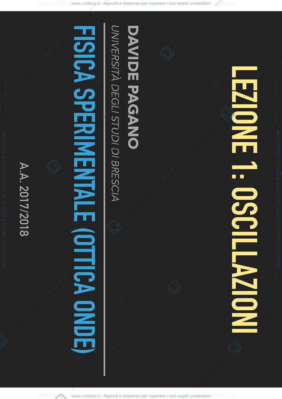 Anteprima pagina 1 — Fisica sperimentale (ottica & onde) - Oscillazioni
