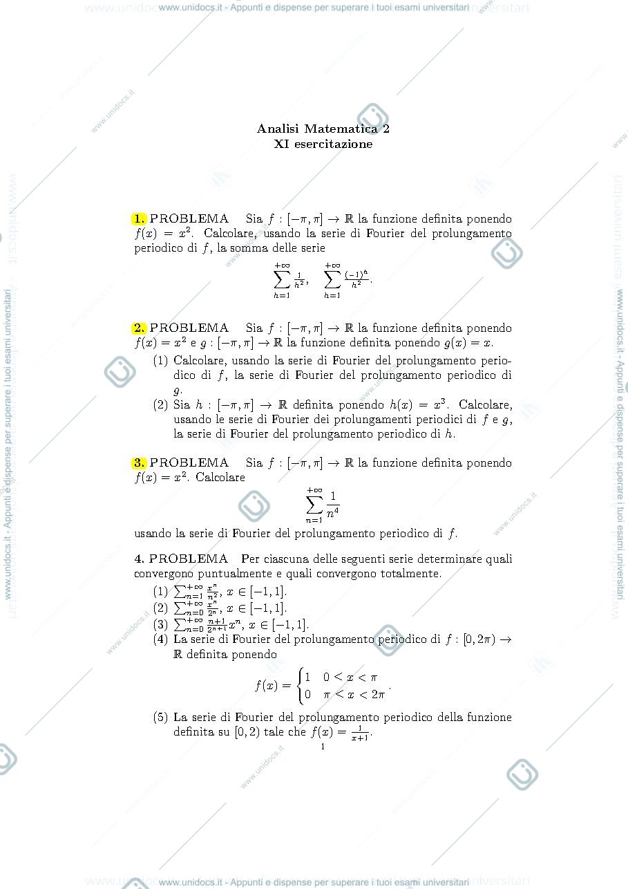 Anteprima pagina 1 — ESERCITAZIONE 11 esercizi prof: Möseneder Frajria Pierluigi