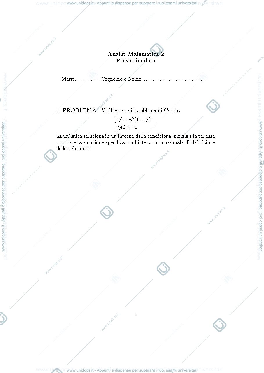 Anteprima pagina 1 — II prova simulata esame prof: Möseneder Frajria Pierluigi