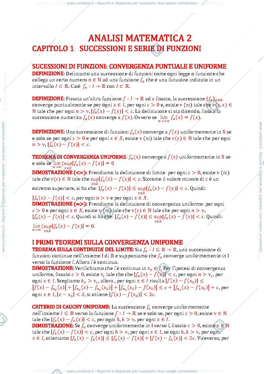 Anteprima pagina 1 — Analisi matematica 2