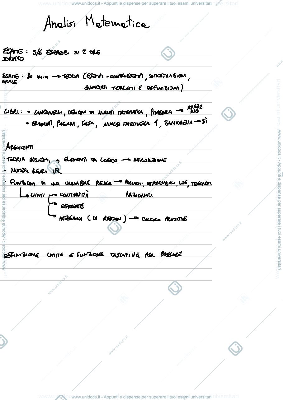 Anteprima pagina 1 — Analisi matematica