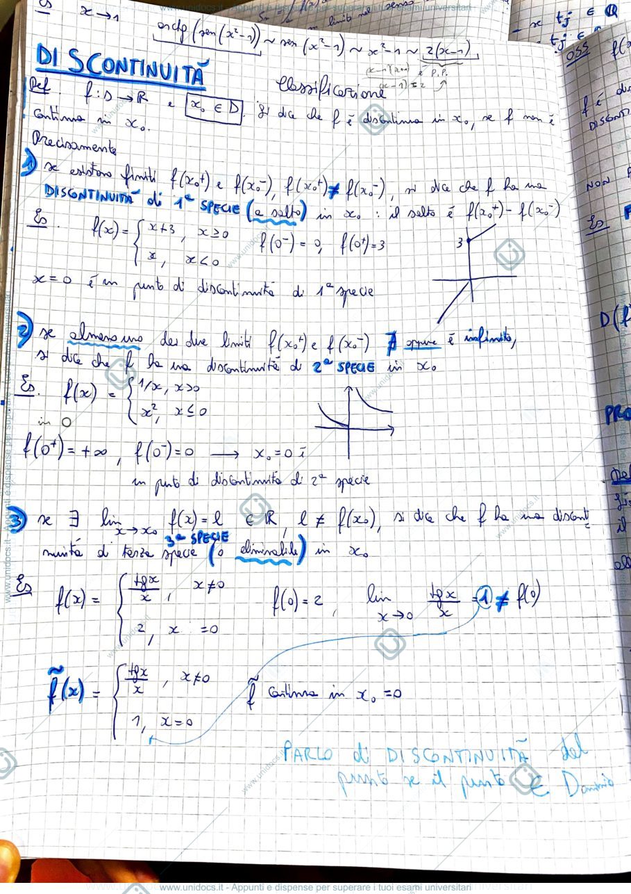 Anteprima pagina 1 — definizione derivata e discontinuità