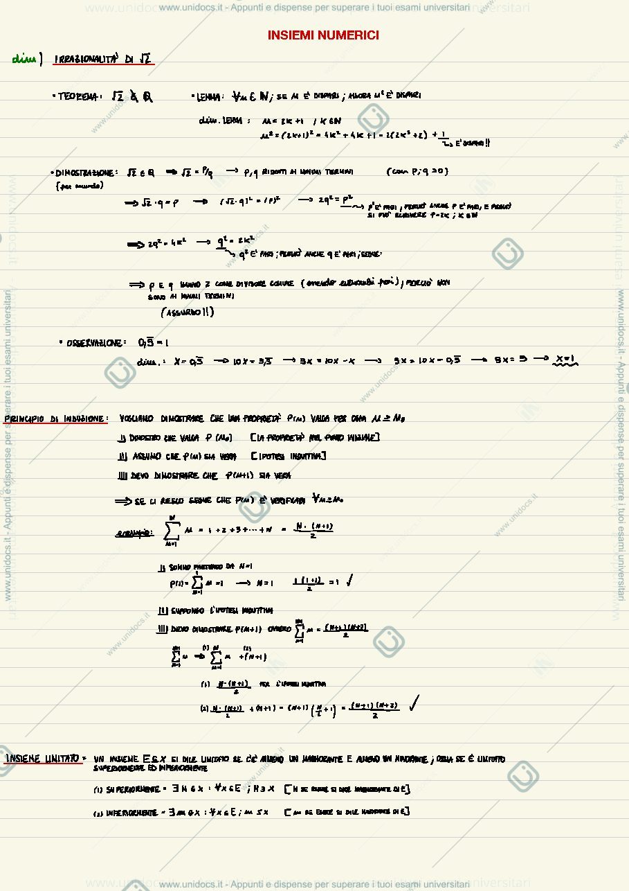 Anteprima pagina 1 — Analisi 1-Teoria