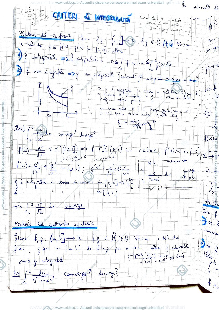 Anteprima pagina 1 — criteri di integrabilità