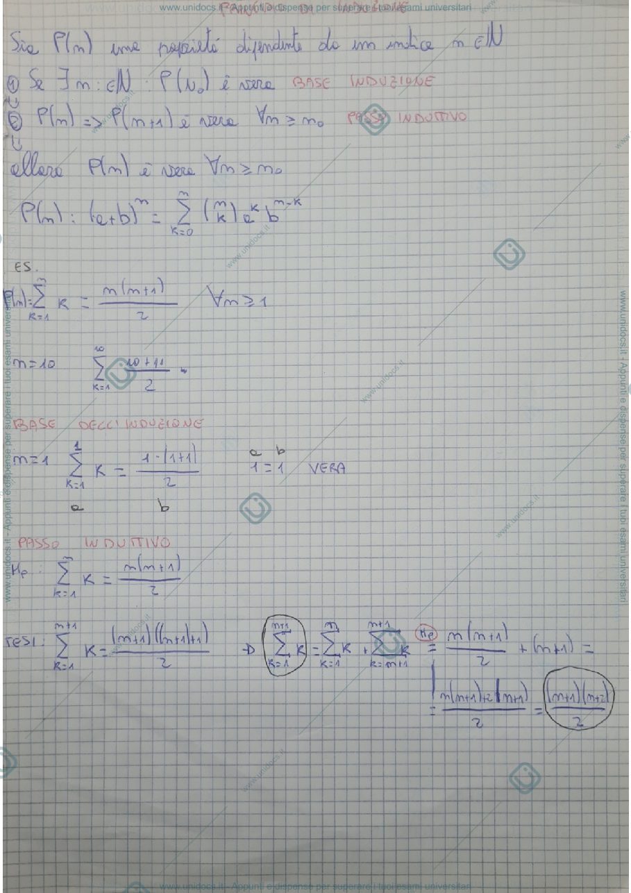 Anteprima pagina 1 — PRINCIPIO DI INDUZIONE