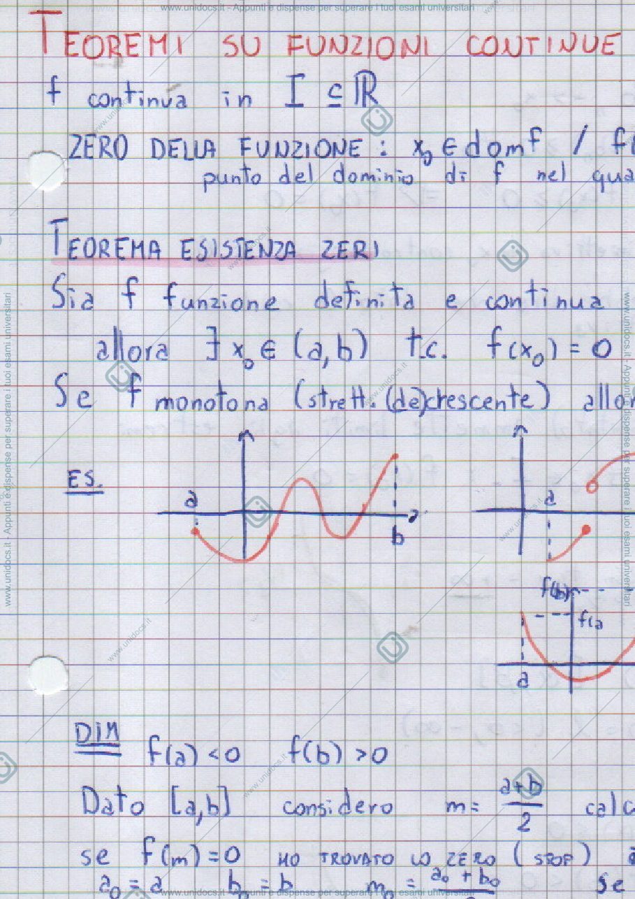 Anteprima pagina 1 — Teoremi sule funzioni continue