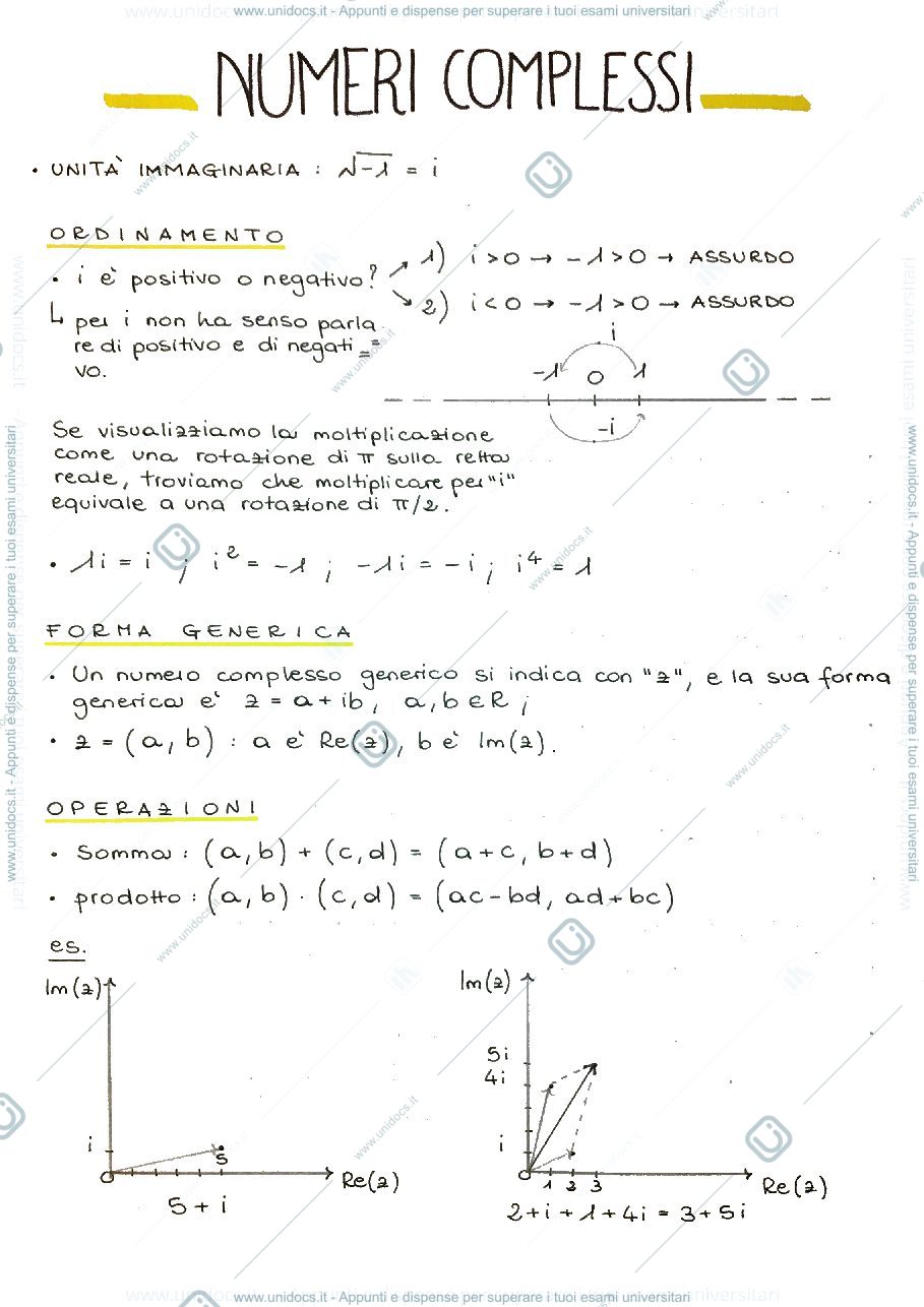 Anteprima pagina 1 — Numeri complessi