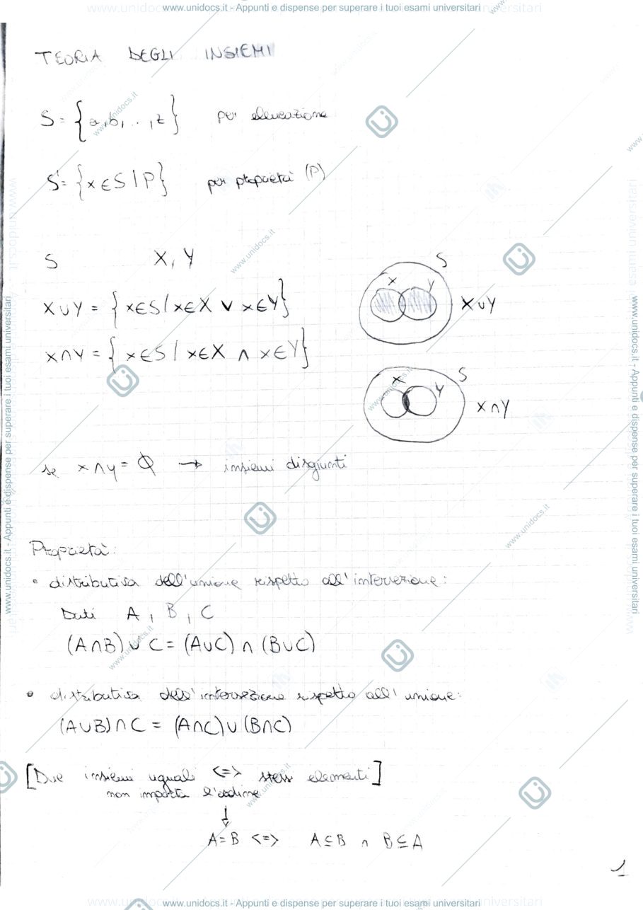 Anteprima pagina 1 — Appunti di Analisi I