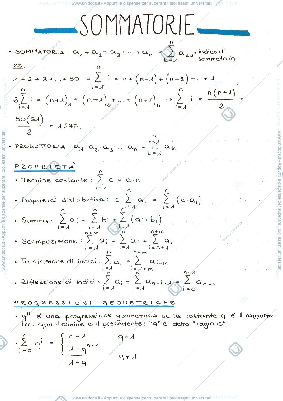 Anteprima pagina 1 — Simbolo di sommatoria