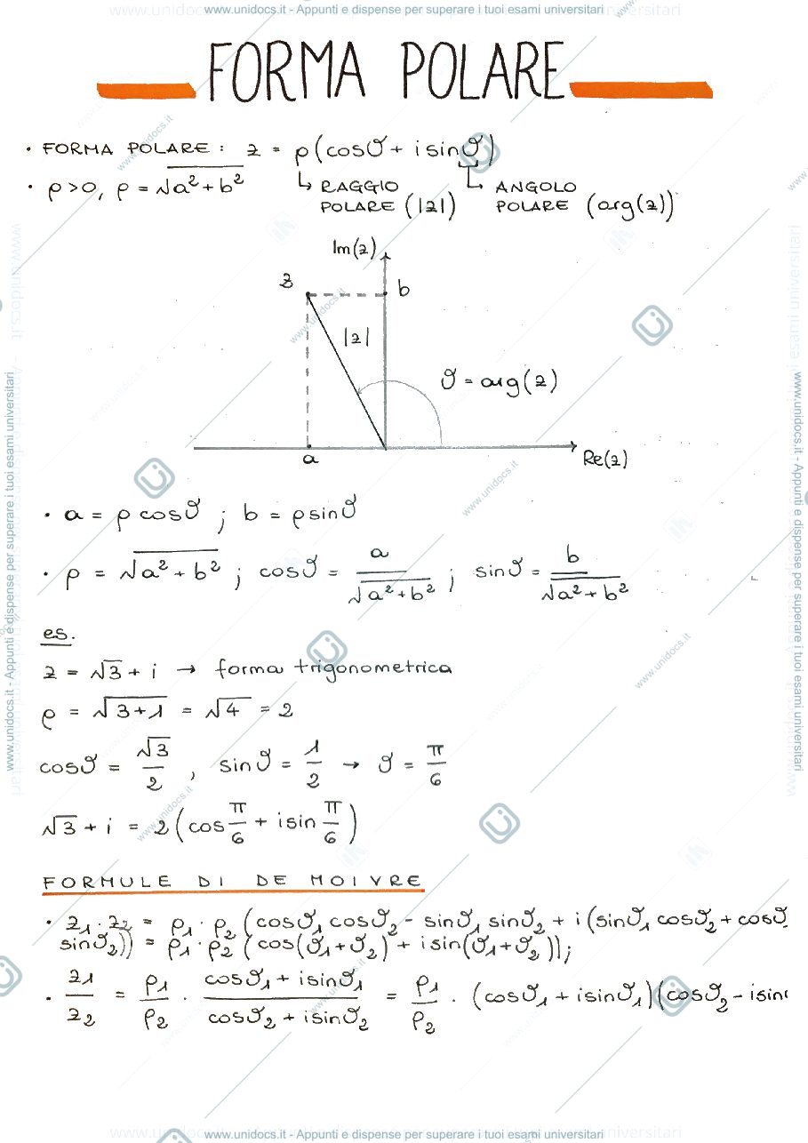Anteprima pagina 1 — Numeri complessi in forma polare