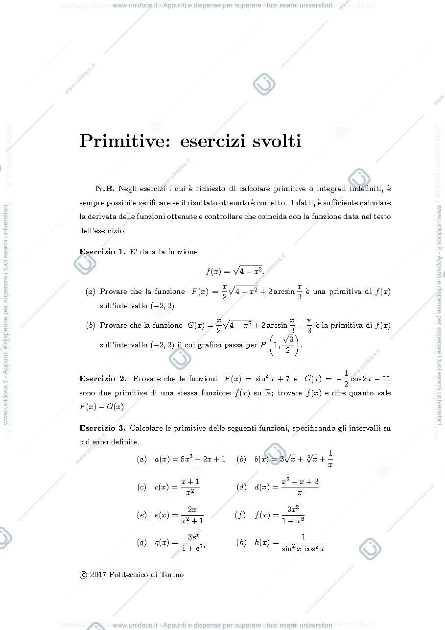 Anteprima pagina 1 — esercizi analisi I