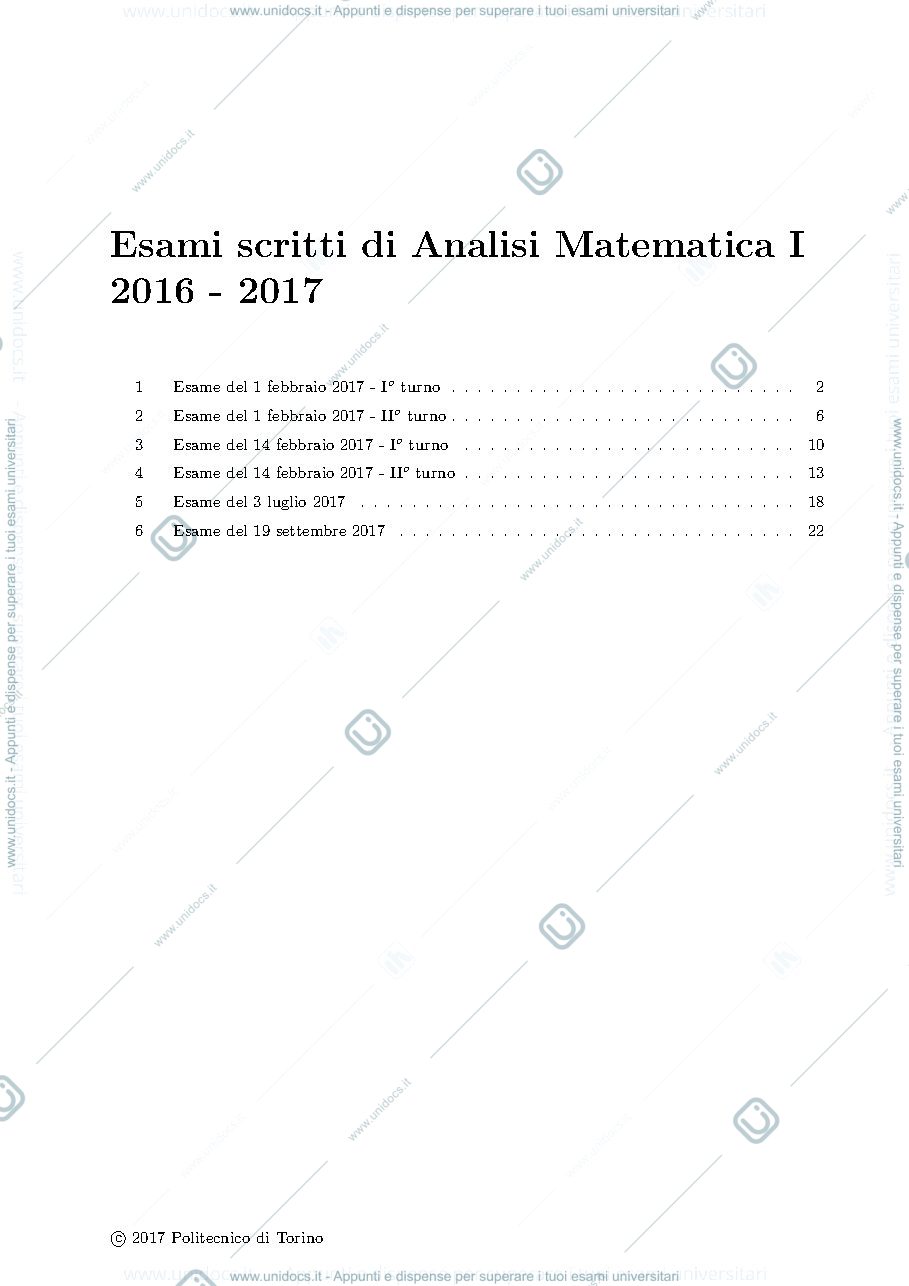 Anteprima pagina 1 — Esami scritti 2016-2017