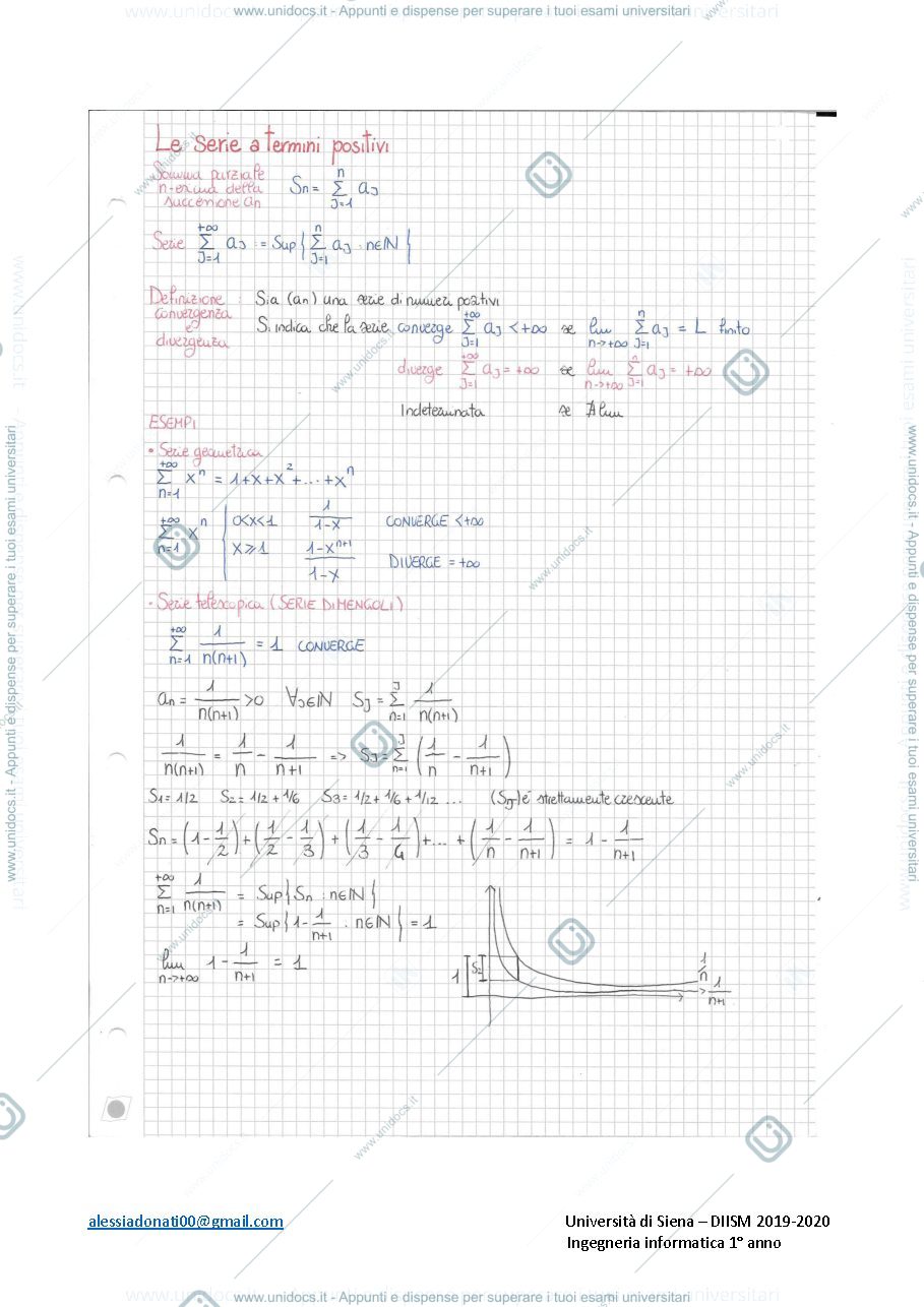 Anteprima pagina 2 — Le serie, Analisi I