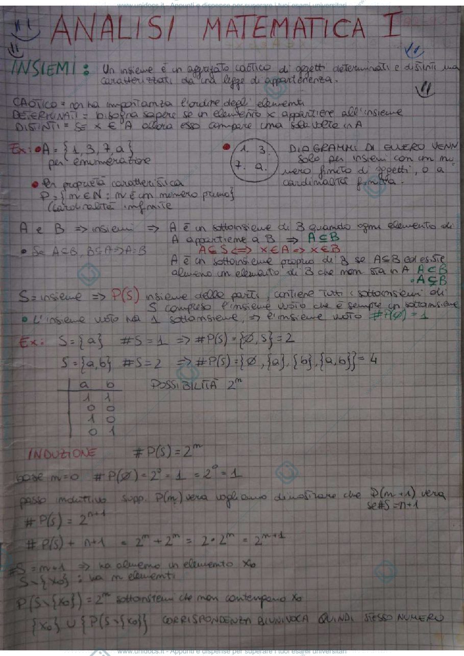 Anteprima pagina 1 — ANALISI MATEMATICA I 