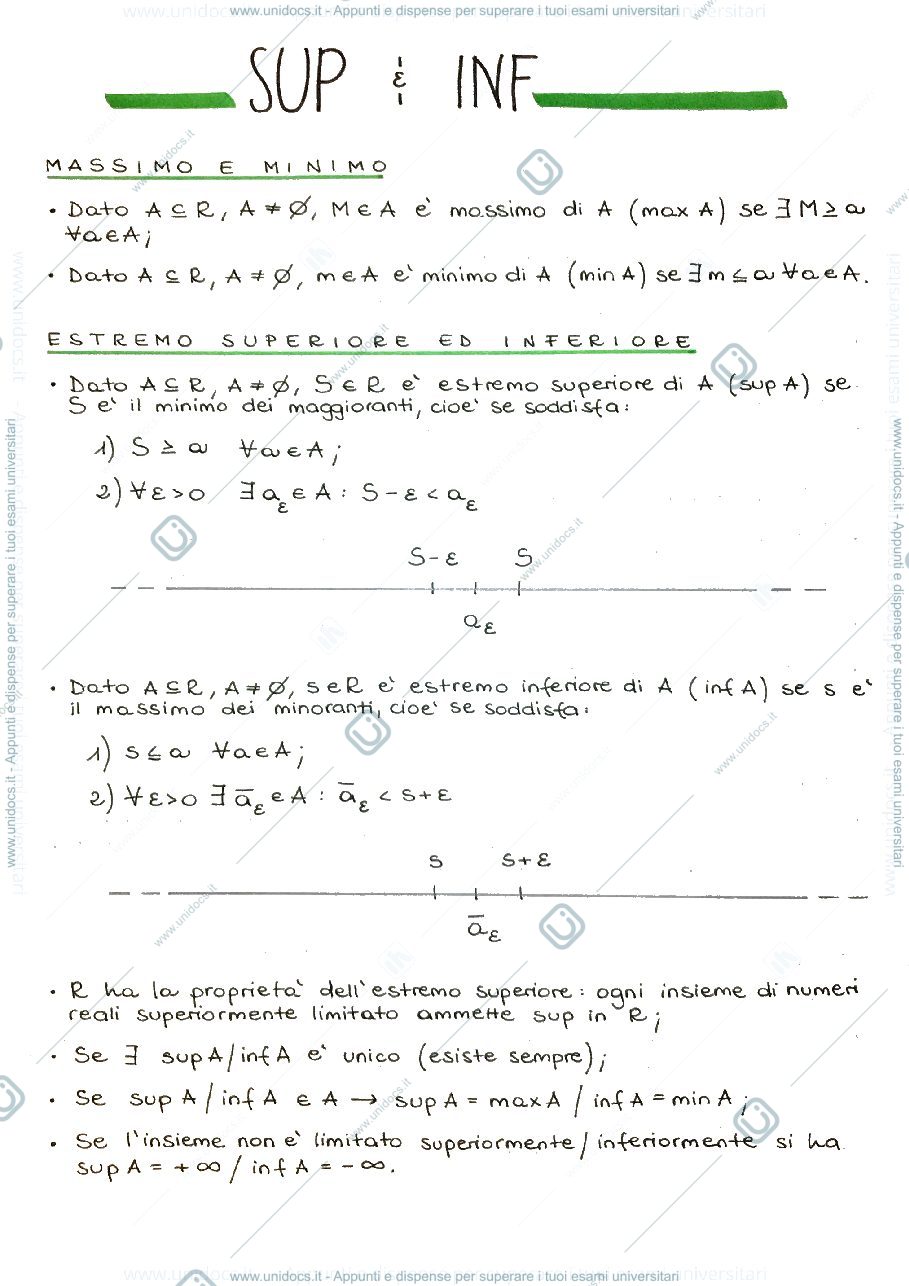 Anteprima pagina 1 — Estremo superiore ed estremo inferiore