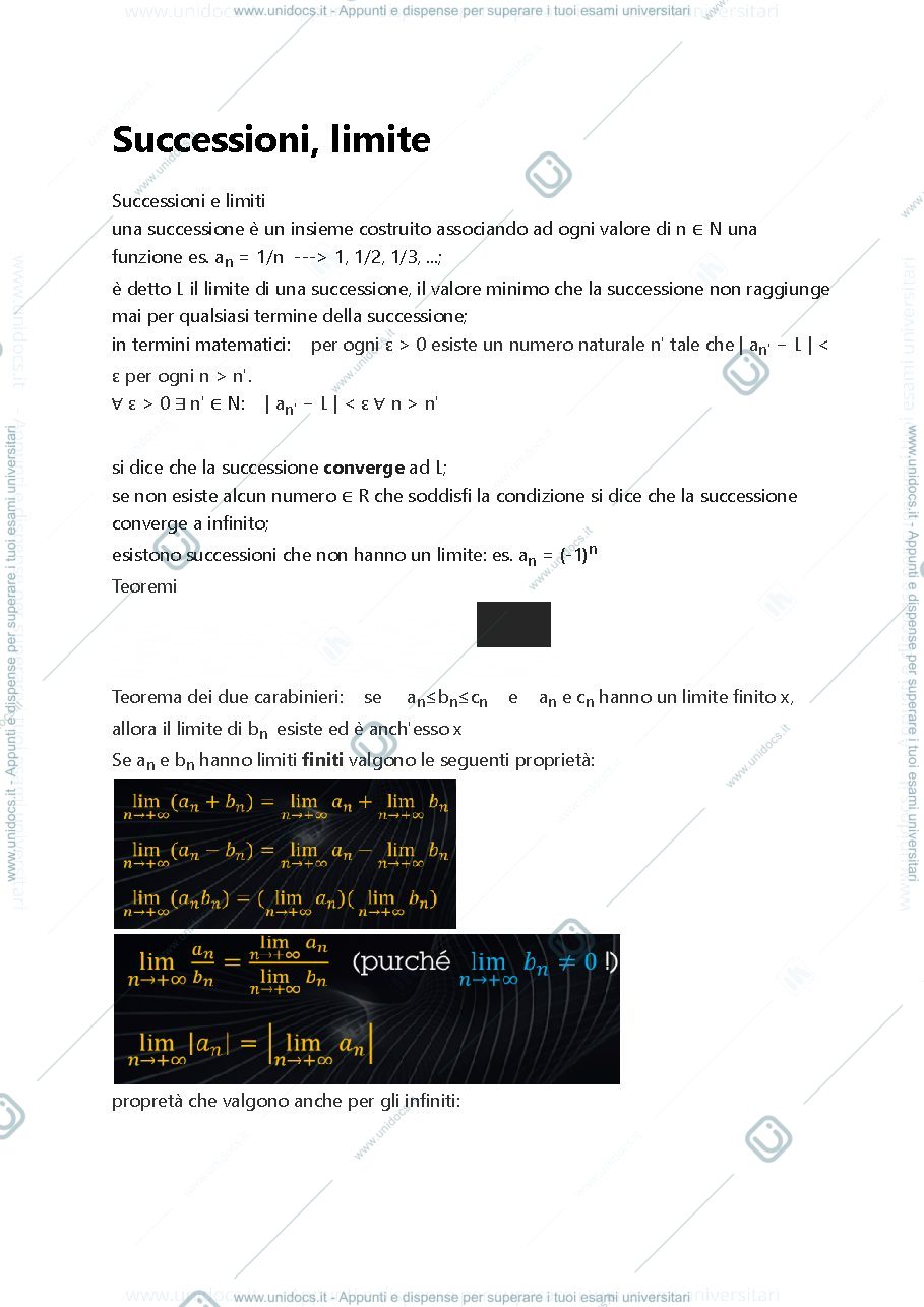 Anteprima pagina 1 — Successioni e limiti