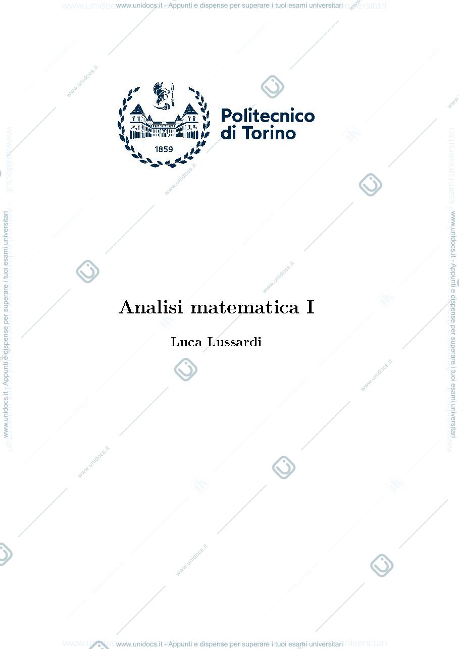 Anteprima pagina 1 — Analisi 1