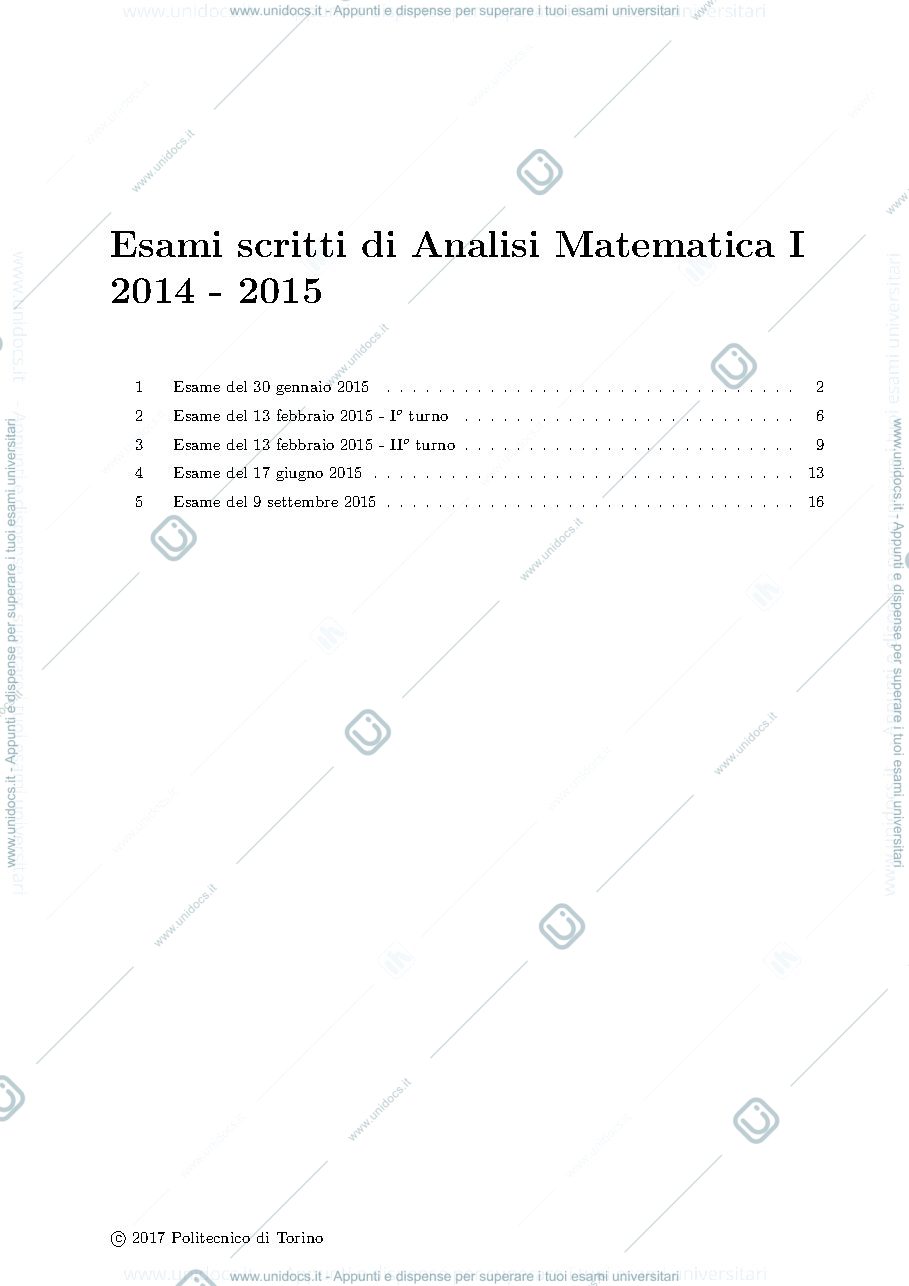 Anteprima pagina 1 — Esami scritti 2014-2015
