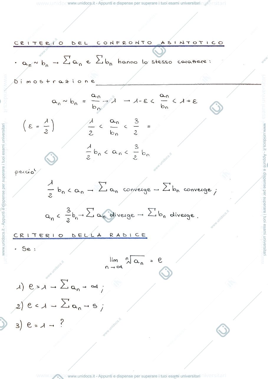 Anteprima pagina 2 — Criteri di convergenza per serie numeriche