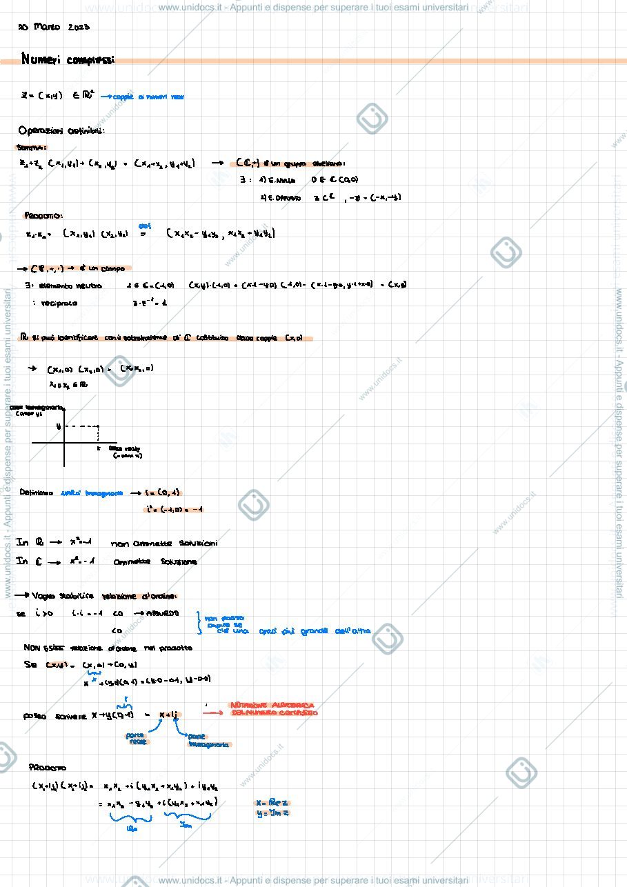 Anteprima pagina 1 — Numeri complessi