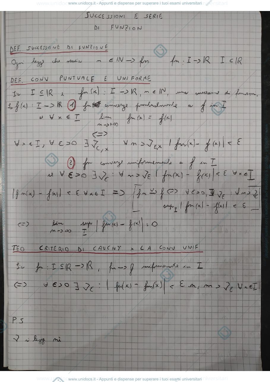 Anteprima pagina 1 — Dimostrazioni di analisi 2 del professore Fernando farroni