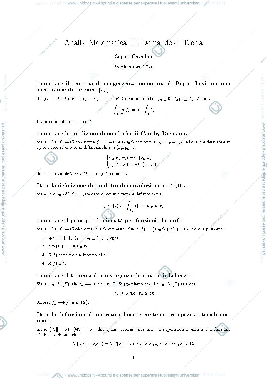 Anteprima pagina 1 — Domande di teoria