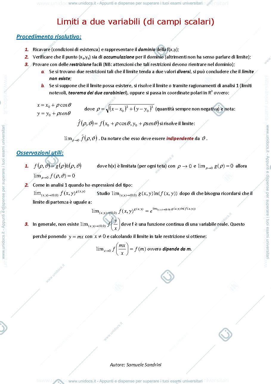 Anteprima pagina 1 — Riassunto Analisi 2