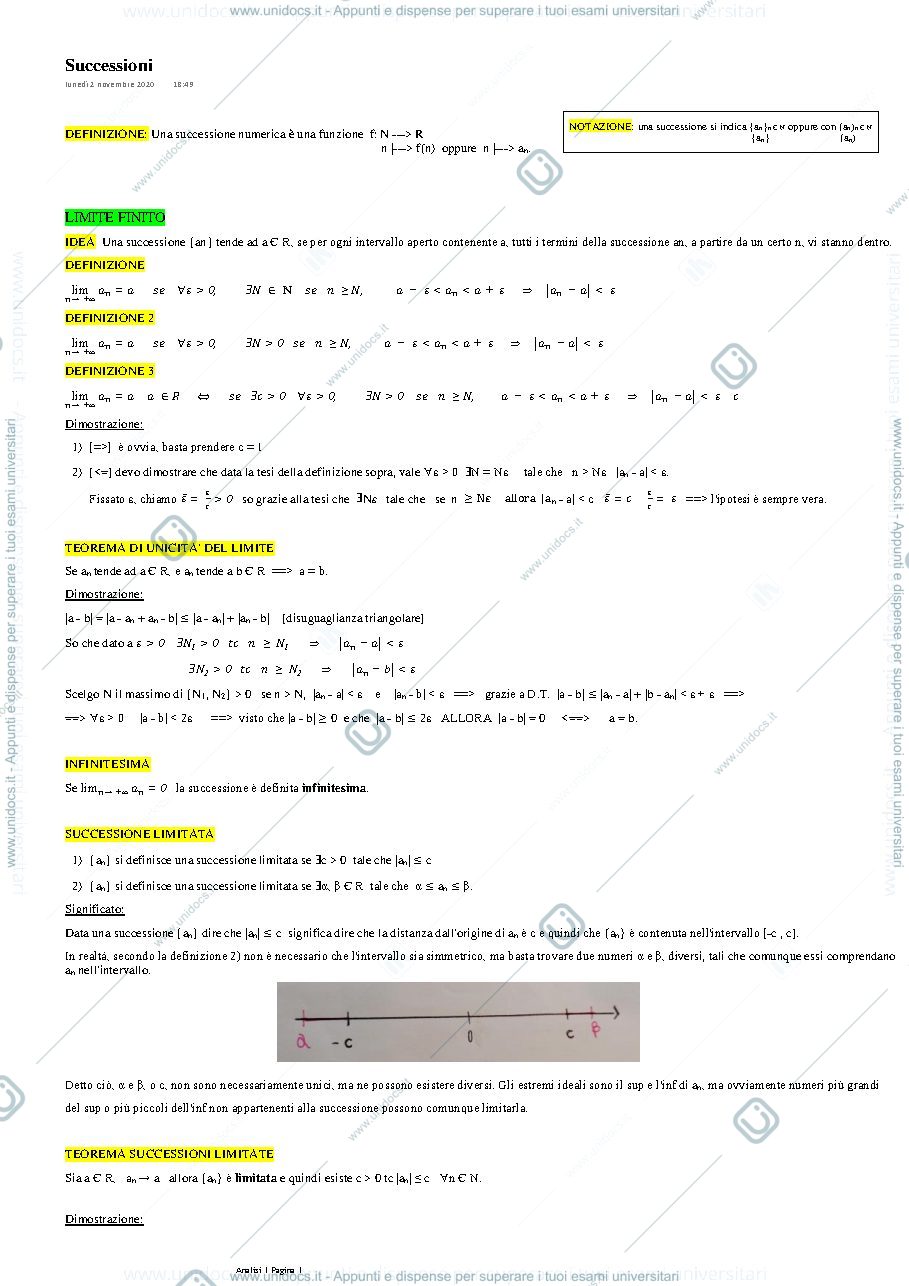 Anteprima pagina 1 — Successioni Numeriche