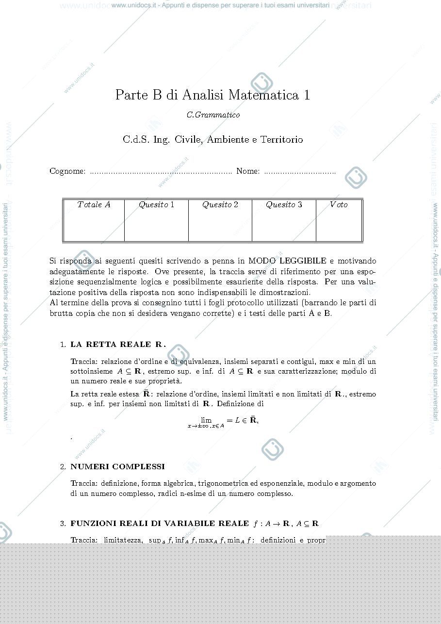 Anteprima pagina 1 — Domande d’esame