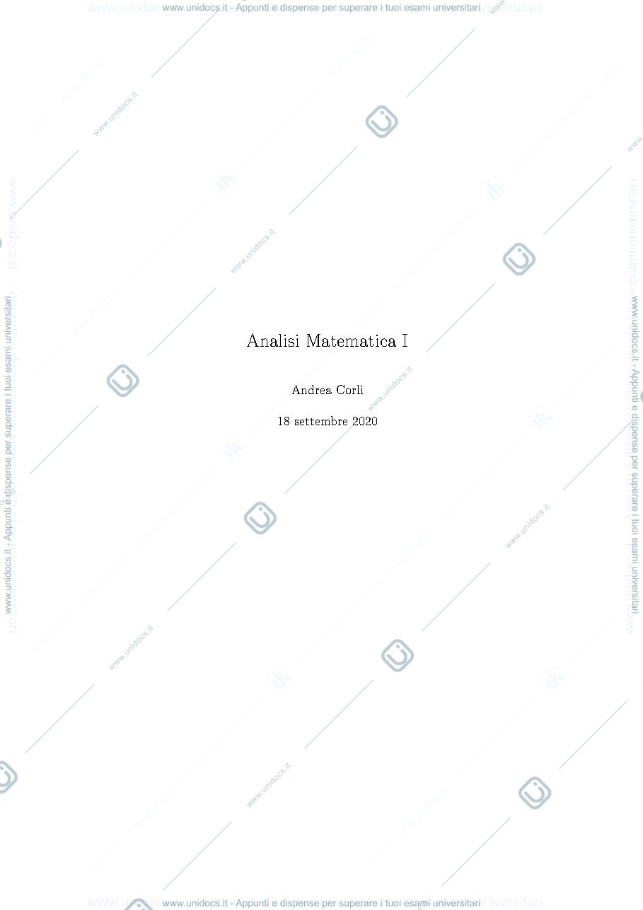 Anteprima pagina 1 — Analisi Matematica1