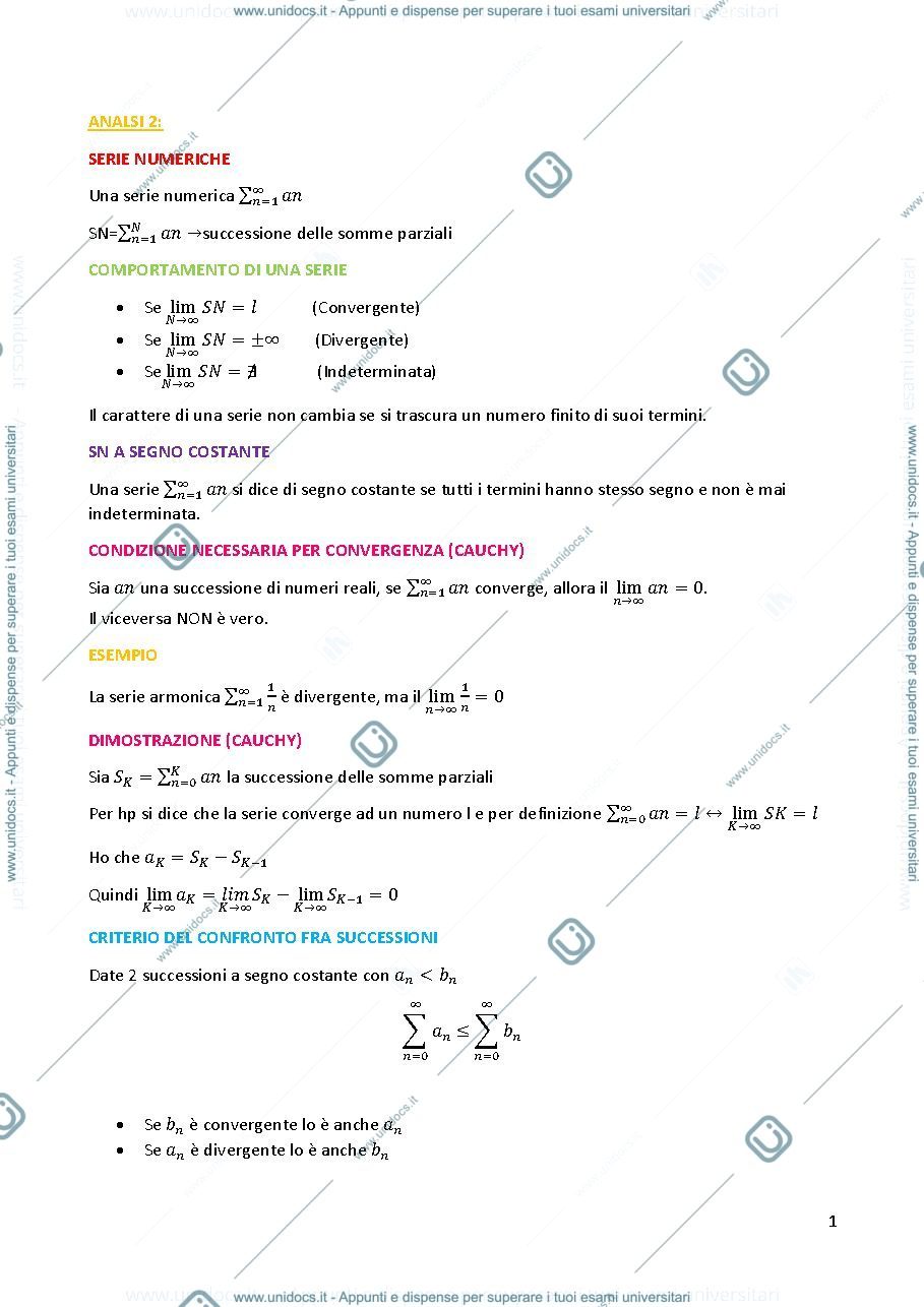 Anteprima pagina 1 — Analisi matematica 2