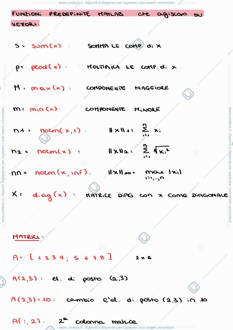 Anteprima pagina 3 — Comandi e Formule Utili di MATLAB